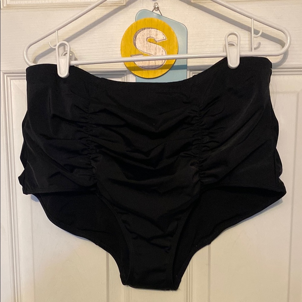 Black High-Waisted Swim Bottoms